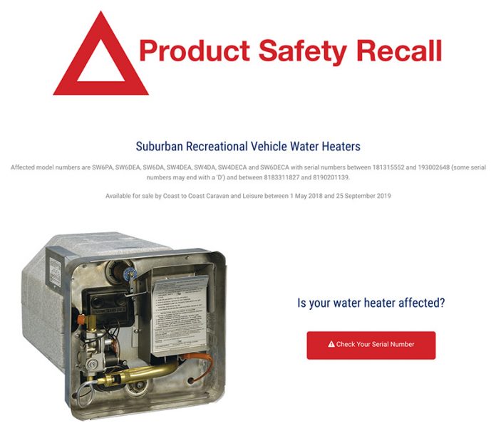 'Urgent' Suburban Hot Water Heater Recall GoRV